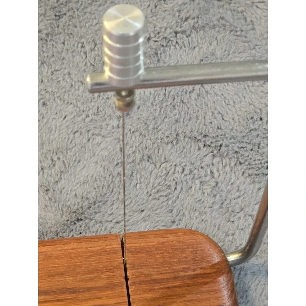 Good‎ Wood Genuine Teak Wire Cheese Slicer Cutting Board MCM Charcuterie 10